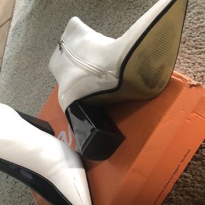 half black half white booties